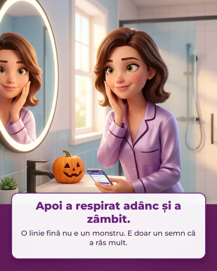 Cadrul 8: își revine, zâmbește și își amintește că o linie fină nu e un monstru