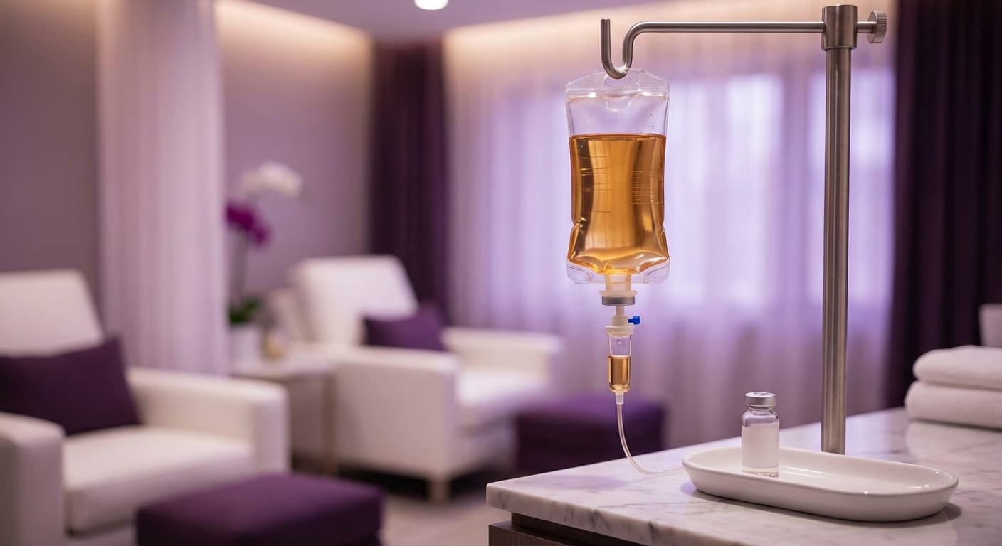 Terapie intravenoasă cu perfuzie într-un cabinet medical elegant
